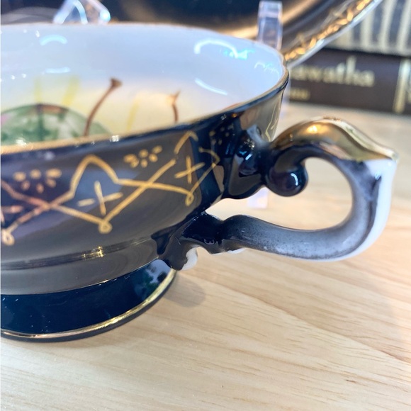 Vintage Teacup Black Nippon Yoko Boeki Japan, Gold Handpainted Lusterware Tea - Picture 3 of 13